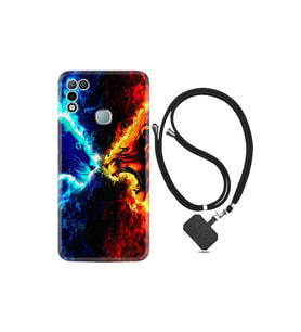 Infınıx Hot 10 Play Kılıf Ipli Boyun Askılı Desenli Silikon Red Blue Leon 1714