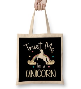 Cute Trust Me I'm A Unicorn Pun Obsessed Kid Bez Çanta Uzun Saplı