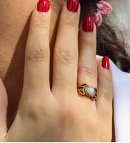 Doğal Taş Aytaşı Doğal Taşlı Antik Model Kadın Ayarlanabillir Yüzük euy79ay (Beyaz)