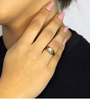 Doğal Taş Aytaşı Doğal Taşlı Antik Model Kadın Ayarlanabillir Yüzük euy79ay (Beyaz)