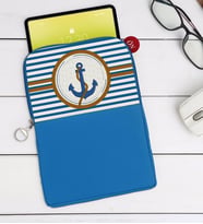 BK Gift Çapa Tasarımlı Taşınabilir Koruyucu Tablet Kılıfı & Organizer Çanta - Mavi-1