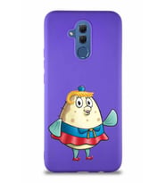 Huawei Mate 20 Lite Soft Premier Kapak Bayan Puff Tasarımlı Silikon Kılıf - Mor (Şeffaf)