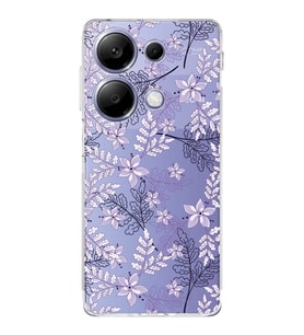 PrintiFy Xiaomi Redmi Note 13 Uyumlu Kamera Korumalı Floral Lila Tasarımlı Şeffaf Kılıf