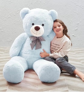 Papyonlu 180-190 Cm Dev BOY Sevimli Peluş Koca Ayı - % 100 YERLİ, Sevgiliye Özel Hediye Eşe Kıza Doğum Günü Hediyesi (Açık Mavi)
