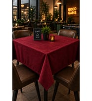Kahve Cafe Kıraathane Masa Örtüsü 140x140cm Bordo Renk