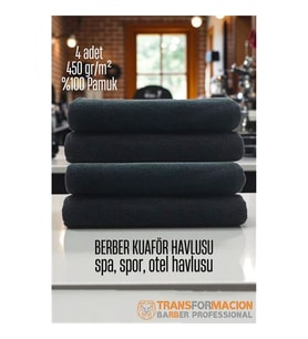 Turk Kuaför Berber Havlusu 4 ADET Pamuk Berber Havlusu 50x90 Siyah