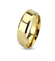 Chavin Sarı Parlak 8 mm. Çelik Bayan Erkek Alyans Yüzük es83 (Gold)