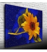 Mavi Zeminde Sarı Çiçek Kanvas Tablo 50 x 70