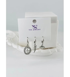 Zirkon Taşlı Üçlü Kombin Küpe - Kp00437
