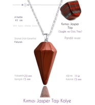 Sertifikalı Pandül Model Kırmızı Jasper Taşı Kolye (Çok Renkli)