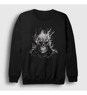 Presmono Unisex Siyah Skull Ghost Rider Hediye Motorcu Sweatshirt 513771tt