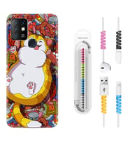 INFINIX Hot 8 9 10 11S Hot 10 Play 10T Kılıf Kablo Koruma Spiral Silikon Tombul Kedi 1739