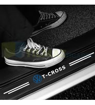 Volkswagen T-cross Logo Karbon Kapı Eşiği Koruma Araba Etiket Oto Sticker Yapıştırma 4 Parça