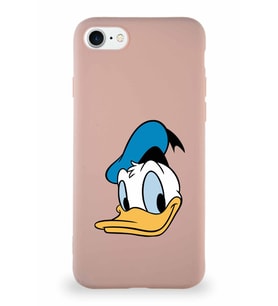 Apple iPhone 7 Soft Premier Kapak Donald Duck-B Tasarımlı Silikon Kılıf - Pudra (Şeffaf)