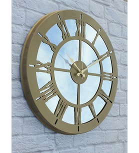 Markakanvas Metal  AYNALI Duvar Saati  ( Çap 50 cm -Çap 80 cm ) (Altın)
