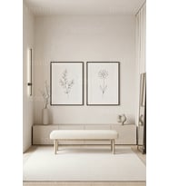 Minimalist Doğal Bitki Çizimleri 2’li Ahşap Çerçeveli Tablo Seti