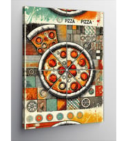 Kanvas Tablo Pizza Ve Geometrik Desen