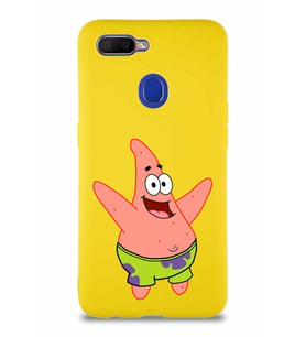 Oppo A5S Soft Premier Kapak Patrick Yıldız Tasarımlı Silikon Kılıf - Sarı (Şeffaf)