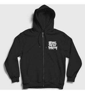 Presmono Unisex Siyah Bring Me The Horizon Fermuarlı Kapüşonlu Sweatshirt 20753tt