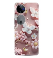 Vivo V40 5G Kılıf Boutique Baskılı Resimli Pembe Kelebekler Pcode -088