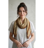 Hardal Geometrik Desenli Polyester Şal 90x90 cm