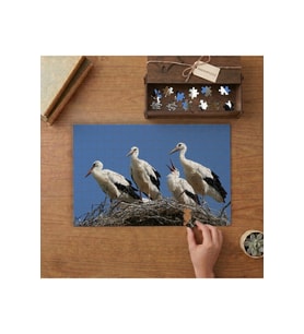 Leylek Ailesi Tasarımı 240 parça Ahşap Puzzle Ahşap Kutuda MP00931