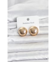 316L Çelik Gold Renk Top Model Kadın Küpe 5886 - HPSBYI7686-4606