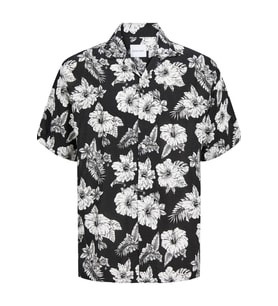 JACK&JONES JJGURU MONOCHROME AOP RESORT SHIRT SS12249210 (Siyah)