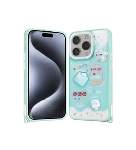 Apple iPhone 15 Pro Uyumlu Kılıf Parlayan Simli Kabartma Figürlü Zore Cevze Kapak (Açık Yeşil)