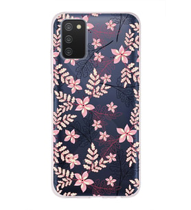 Samsung Galaxy A02s Uyumlu Kapak Floral Kırmızı Tasarımlı Şeffaf Silikon Kılıf