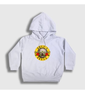 Presmono Unisex Çocuk Beyaz Logo Guns N' Roses Kapüşonlu Sweatshirt 58391tt (Beyaz)