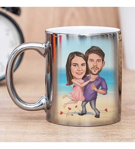 Kişiye Özel Aşıklar Karikatürlü Aynalı Kupa Bardak
