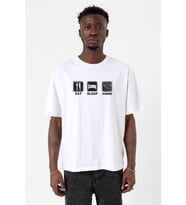 Eat Sleep Anime Beyaz Erkek Oversize Tshirt