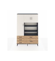 Arges Dolap 9 Raflı 5 Çekmeceli 3 Kapaklı 132x30x195 Antrasit-Aytaşı/Çam
