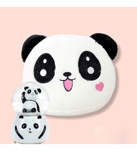 Sevimli Panda Temalı Peluş Yastık Ve Işıklı Müzikli Orta Boy Kar Küresi