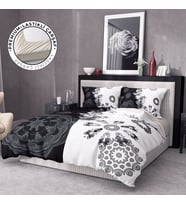 Monohome Premium Luxury Çift Kişilik Nevresim Takımı 3D Pamuk Saten Black & White (Çok Renkli)