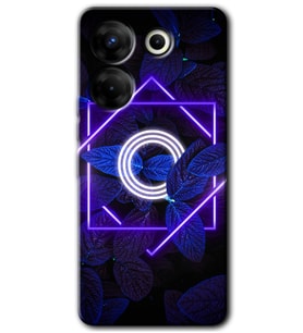 Tecno Camon 20 Pro 4G Kılıf HD Desen Baskılı Kılıf - Dark Neon Yaprak O Harfi