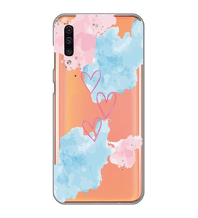 Samsung Galaxy A70 Uyumlu Kalp Desenli Şeffaf Telefon Kılıfı