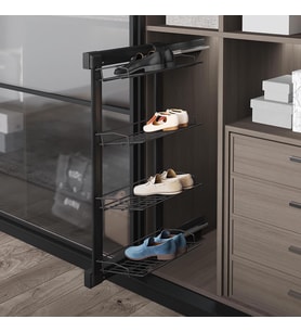 Antrasit Gizli Blum Tandem Raylı Frenli 4 Raflı Ayakkabılık Seti S6741-6742