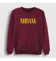 Presmono Unisex Bordo Yellow Nirvana Sweatshirt 99898tt (Bordo)