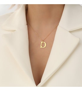 Kişiye Özel 925 Ayar Gümüş Çift Harf Kolye (Gold)