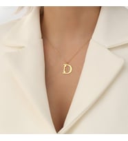Kişiye Özel 925 Ayar Gümüş Çift Harf Kolye (Gold)