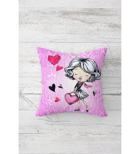 Fashion Girl Çift Tarafı Baskılı Gizli Fermuarlı Yastık Kılıfı Kırlent Koltuk Yastık Kılıfı (Pembe)