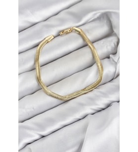 CM Yassı Yılan Zincir Model Gold Renk Pirinç Kadın Bileklik TJ-BB8597