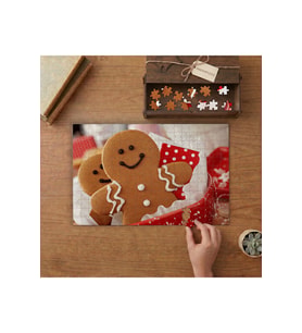 Noel Kurabiyeleri - Tarçınlı Kurabiyeler Tasarımı 240 parça Ahşap Puzzle Ahşap Kutuda MP10560