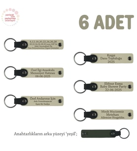Sütlü Kahve & Yeşil, Babalar Günü İçin Hediye, İsim Ve Özel Mesaj Yazılabilen, 6'lı Anahtarlık
