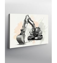 Kanvas Tablo Teknik Ekskavatör Çizimi