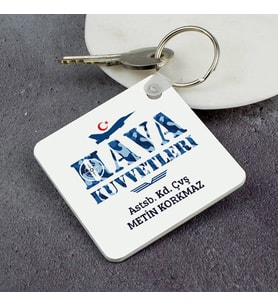 Kişiye Özel Hava Kuvvetlerine Hediye Kare Anahtarlık