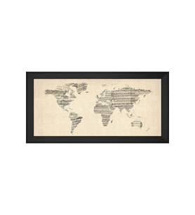 Harita Temalı Kanvas Tablo 50 x 70 cm Siyah Çerçeve