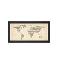 Harita Temalı Kanvas Tablo 50 x 70 cm Siyah Çerçeve